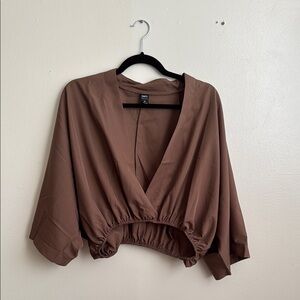 SHEIN Brown V-Neck Blouse